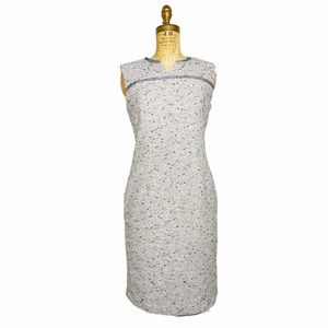 MAGASCHONI Tweed Silver Navy Woven Shift Business Casual Dress